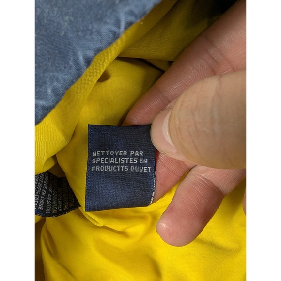 Vintage Tommy Hilfiger Jacket Down Puffer Coat Navy Blue Mens Size XL 90s Hooded - Picture 5 of 14